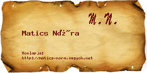 Matics Nóra névjegykártya